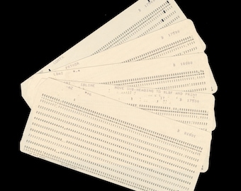 Computerponskaarten, vintage papieren ephemera/jaren 70 mainframe gegevensverwerking/artiestenruilkaart, penvriendruil, kleine notebookomslag