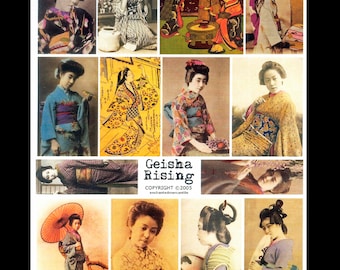 Geisha Collage Sheet / Vintage Images of Japanese Women / Asian Junk Journal, Artist Trading Card Series, Altered Book Embellishment