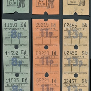 Retro U.K. Bus Tickets / England, Britain / Perfect in Collage, Artist Trading Cards, Scrapbooks, Junk Journals, Altered Books, Mixed Media image 7