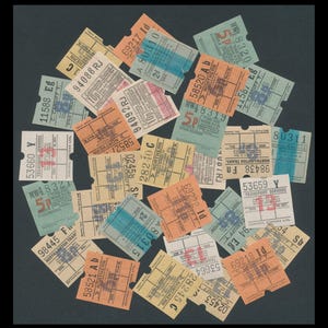Retro U.K. Bus Tickets / England, Britain /  Perfect in Collage, Artist Trading Cards, Scrapbooks, Junk Journals, Altered Books, Mixed Media