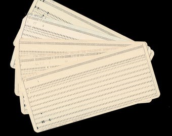 Vintage Computer Punch Cards / 1970's Mainframe Data Processing / Paper Ephemera, Artist Trading Card, Pen Pal Swap, Tiny Notebook Cover
