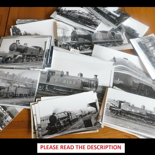 1960's Black and White Photographs of pre-1923 British Locomotives / Perfect for Collage Art, Altered Book Pages, Junk Journals, Shadow Box