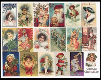 Christmas Collage Sheet / Vintage Images / Create Tree Decorations, Holiday Cards, Gift Tags, Seasonal Collage Art / Embellish a Scrapbook