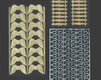 Vintage metallic Duitse restjes/gouden vleugels en ornament, zilveren lenzenvloeistof gestanst/kunstenaarsruilkaartversiering, handgemaakte kaarten