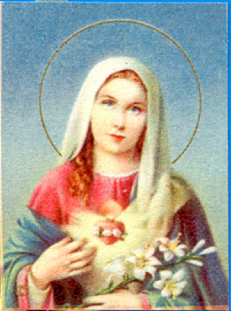 Mid-Century Virgin Mary Holy Cards Printed in Italy Vintage Paper Ephemera