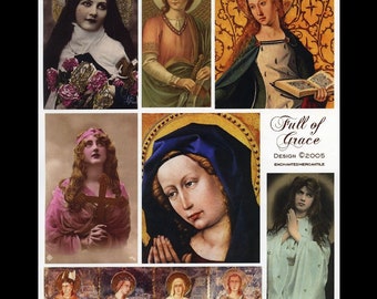 Full of Grace Collage Sheet / Gorgeous Images of Women / Altered Art, Visual Journal, ATC, Altered Book Embellishment, Mixed Media Addition