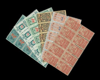 Vintage Trading Stamp Sets / Retro Grocery Ephemera / Green S&H, Gold Bond, Crown, Philadelphia Yellow / Collage Art Material, ATC Supply