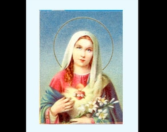 Small Mid-Century Virgin Mary Holy Cards / Printed in Italy / Vintage Paper Ephemera / Scrapbook Embellishment, Collage Material, ATC Series