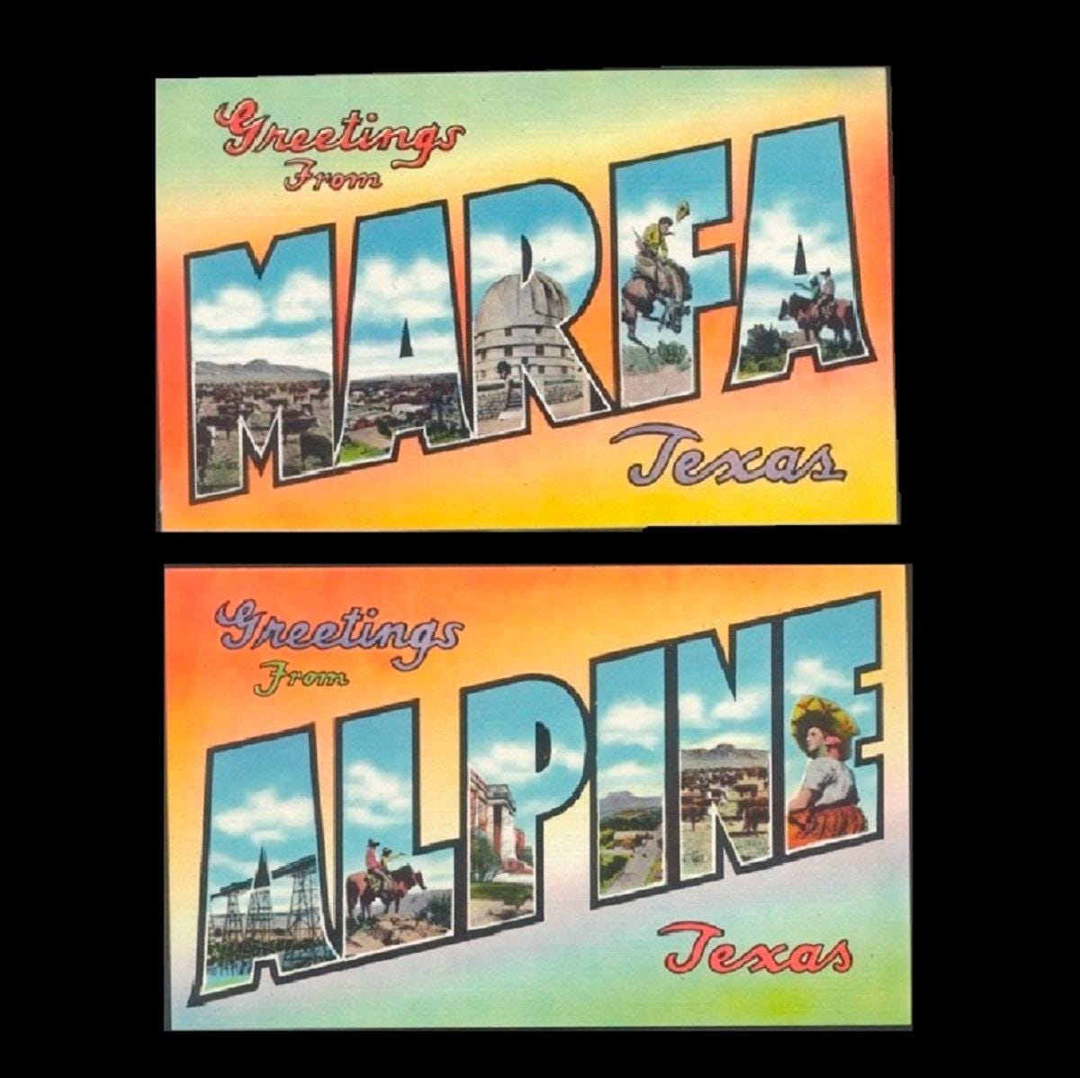 1940's Linen Postcards / Big Letter Greetings From Texas