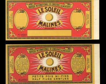 1920's Vintage French Vegetable Can Labels from Belgium / Collectors, Altered Book Addition, Collage Art Embellishment, Decoupage, Glue Book