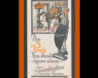 Rare 1920's Torrington Electric Cleaner Brochure / Vintage Paper Ephemera / Collection, Collage Material, Scrapbook Addition, Junk Journal