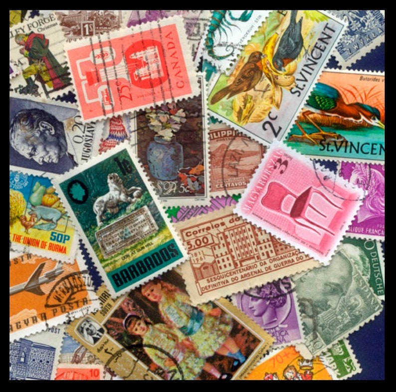 100 Different Worldwide Postage Stamps / Arts and Crafts Etsy
