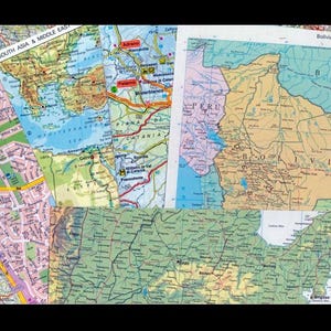 Map Collage Package / Decoupage Paper, Travel Scrapbook, Altered Art Material, Junk Journal Embellishment, Cardmaking Supply
