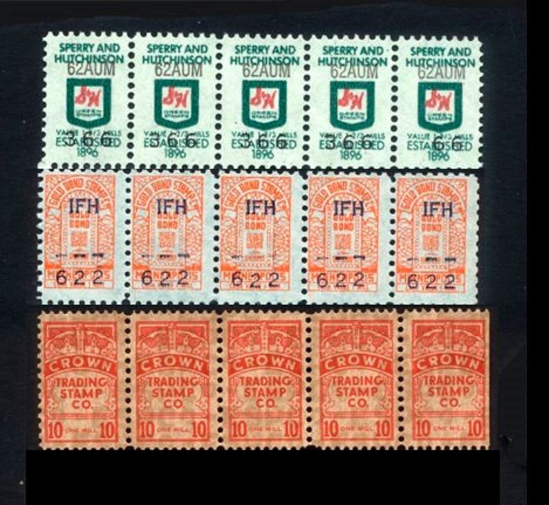 30 Vintage Trading Stamps Retro Grocery Green S&H Gold Etsy