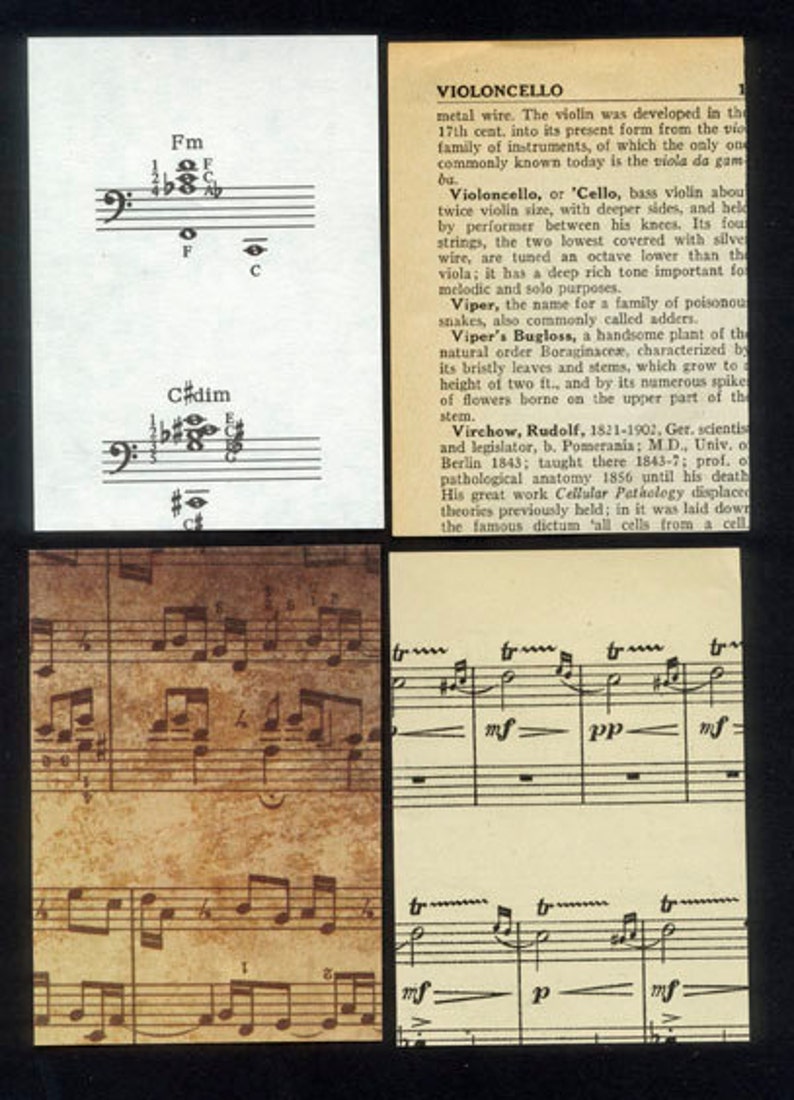 Music Theme Artist Trading Card Backgrounds / Collage ACEO Etsy