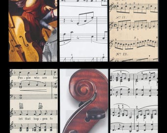 Music Theme Artist Trading Card Backgrounds / Musical Handmade Card, ACEO Supply, Gift Tag Material, Collage Art Addition