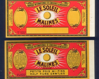 1920's Vintage French Vegetable Can Labels from Belgium / Collectors, Altered Book Addition, Collage Art Embellishment, Decoupage, Glue Book