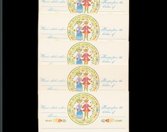 Vintage Recipe Cards / Here's What's Cookin' / 1970's Colourful Graphics / Kissin' Wears Out Cookin' Don't / Fun Notepaper for Letters