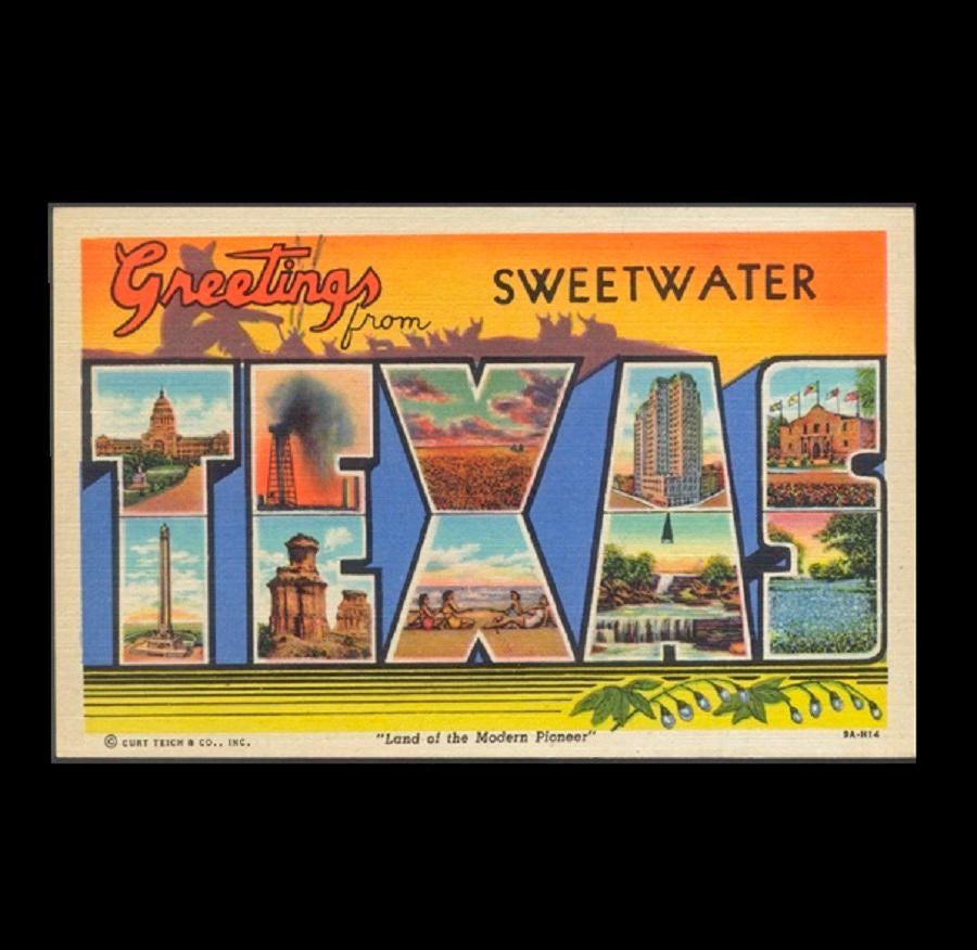 1940's Linen Postcards / Big Letter Greetings From Texas