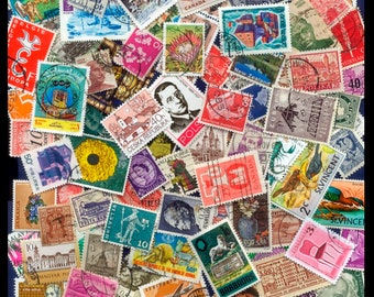 100 Different Worldwide Postage Stamps / Arts and Crafts, Collage, Decoupage, Altered Art, Junk Journal, Artist Trading Card / WW Mixed Lot