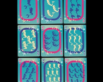 I Heart Mermaids Playing Cards / Magical Creatures for Collage Material, Junk Journal Embellishment, Gift Tags, Artist Trading Card Bases