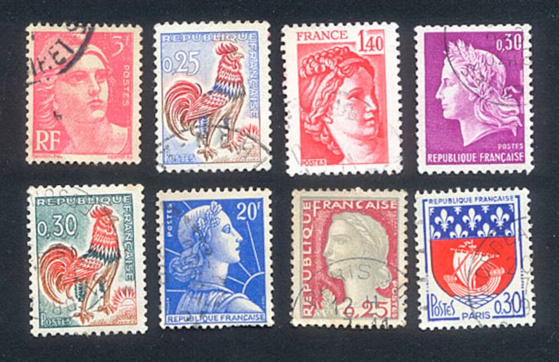Vintage French Postage Stamps / 1960's Paper Ephemera / Etsy
