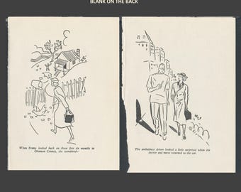 Vintage Book Illustrations / 1947 Publication / Black and White Pictures for Collage Art, Mixed Media Material, Altered Book Embellishment