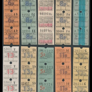 Retro U.K. Bus Tickets / England, Britain / Perfect in Collage, Artist Trading Cards, Scrapbooks, Junk Journals, Altered Books, Mixed Media image 2