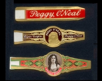 Vintage Gold Gilded Cigar Bands / Peggy O'Neal / Collage, Mixed Media, Artist Trading Cards, Label Collection, Altered Book, Junk Journal