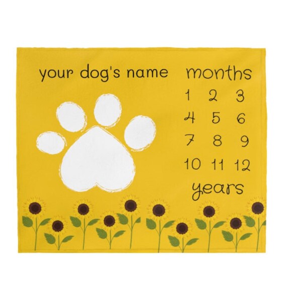 Dog or Puppy Milestone Blanket Through the Years or Months Velveteen Plush Blanket Etsy Canada