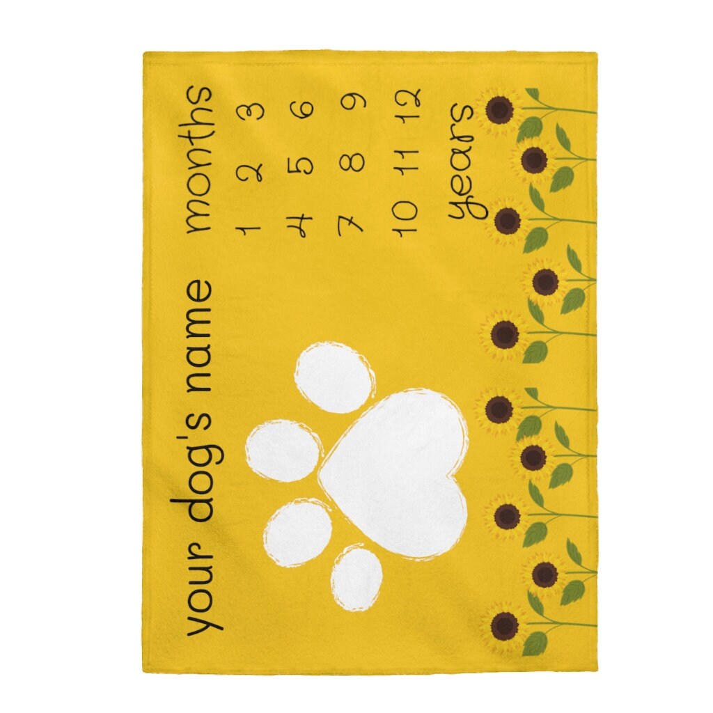 Dog or Puppy Milestone Blanket Through the Years or Months Velveteen Plush Blanket Etsy Canada