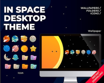 DESKTOP WALLPAPER BACKGROUND – Digital Download – In Space Desktop Theme – MacBook Wallpaper – Desktop Organizer – Computer Wallpaper