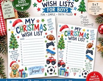 Weihnachtswunschlisten für Jungen zum Ausdrucken | Christlich, Sport, LKWs (PDF-Download)