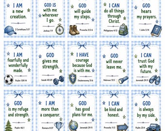 Bibelversversprechen-Karten für Jungen | Christliche Affirmationen für die Brotdose (Digitaler Download)