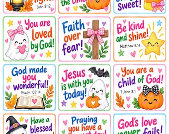 60 christliche Grußbotschaften für die Lunchbox im Herbst | Mutmachende Karten voller Glauben (Digitaler Download)