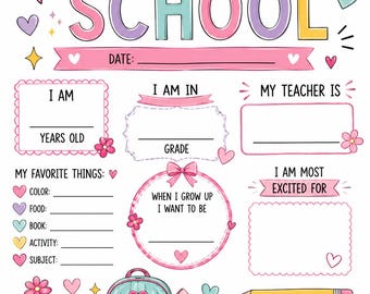 Schild für den ersten Schultag – Mädchen, rosa Vichy-Karo