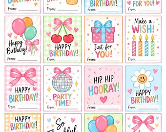 Set mit ausdruckbaren Geschenkanhängern zum Geburtstag | Bunte Gastgeschenkanhänger (Digitaler Download)