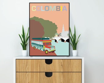 Colombia Art Print | Cali | Wall Art | Travel Poster | Cityscape Print