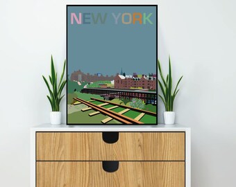 New York (Day Multicolour) | Art Print | USA Wall Art | Travel Poster | Cityscape Print