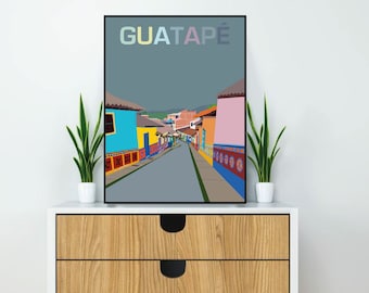Guatapé Art Print | Colombia Wall Art | Travel Poster | Cityscape Print