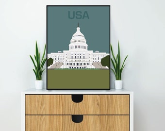 Washington USA | Art Print | USA Wall Art | Travel Poster | Cityscape Print