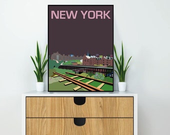 New York (Night One colour) | Art Print | USA Wall Art | Travel Poster | Cityscape Print