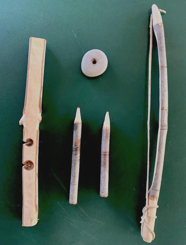Traditional Bow Drill Friction Fire Kit, All Natural With Handmade and ...