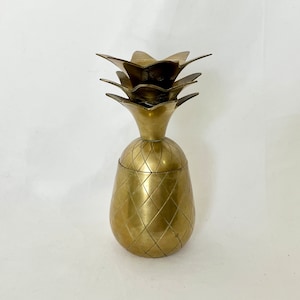 Vintage 5 3/8&quot; Tall Brass Pineapple Container