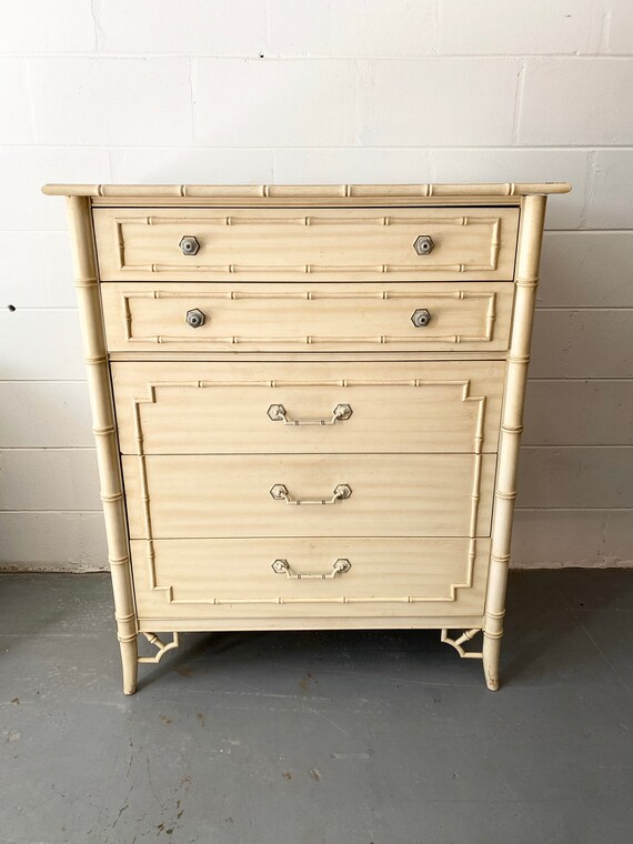 Vintage Thomasville Allegro Faux Bamboo Tall Boy Dresser And Etsy