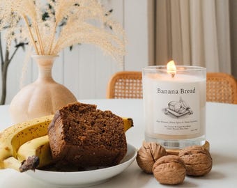 Banana Bread - Ripe Banana Spice Aroma | Cozy Bakery Candle | Handmade Soy Coconut Wax | Bakery Lover Gift