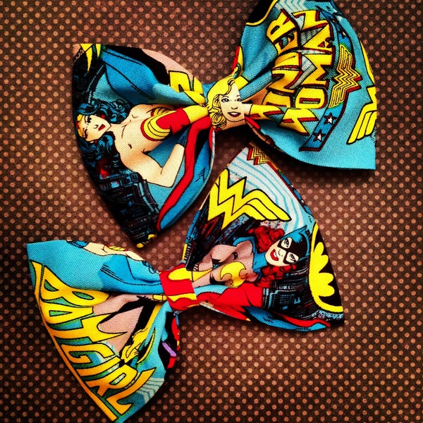 Superhero marvel dc comic Wonder Woman bat girl  fabric hair bow