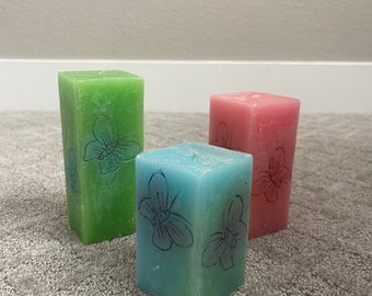 Y2K butterfly candle set of 3