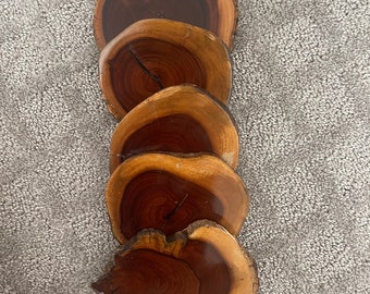 Set of 5 live edge wood coasters