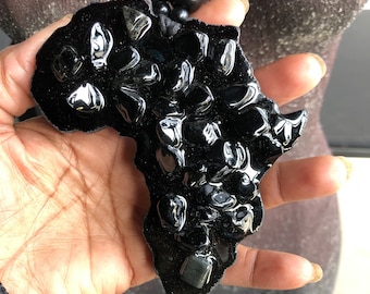 Obsidian Filled African Medallion